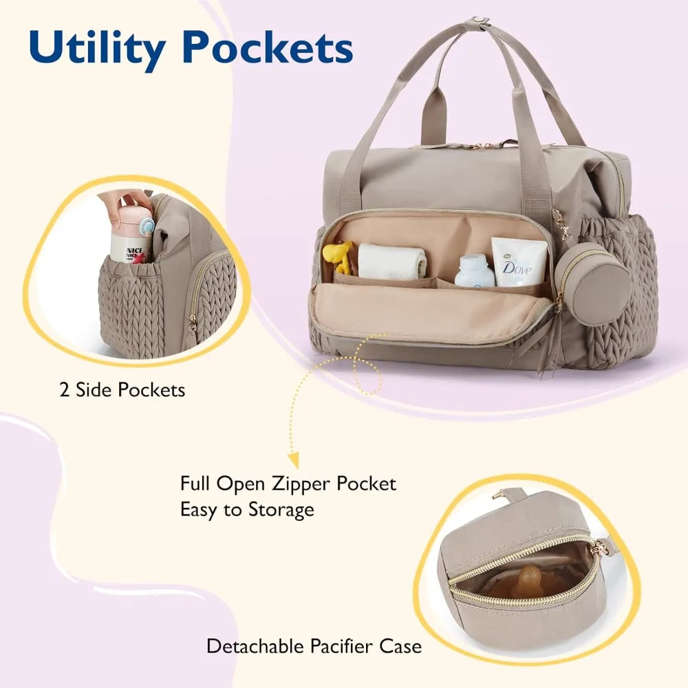 Mommore Diaper Bag Tote, Large Capacity Travel Diaper Bags, Hospital Bag for Labor Delivery, Baby Bag for Labor Delivery