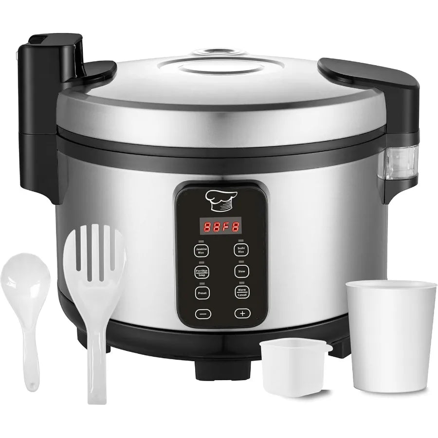 Large 15L Commercial Electric Rice Cooker 84 Cups Cooked 32 Cups Uncooked Stainless Steel One-Touch Operation Automatic Warm Fu