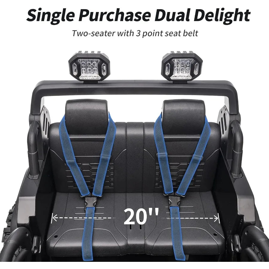 2 Seater Ride on Car Truck 12V Electric Ride on Toy for Big Age 3-8 w/Remote Control- Black