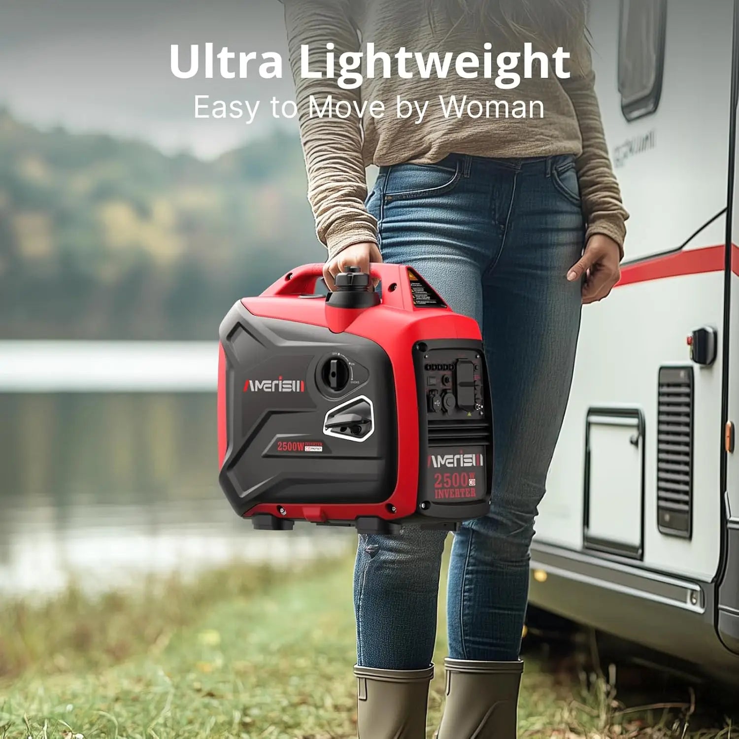 2500-Watt Gas Powered Portable Inverter Generator, CO Sensor, Super Quiet for Home Backup, Emergency, Camping, EPA Compliant