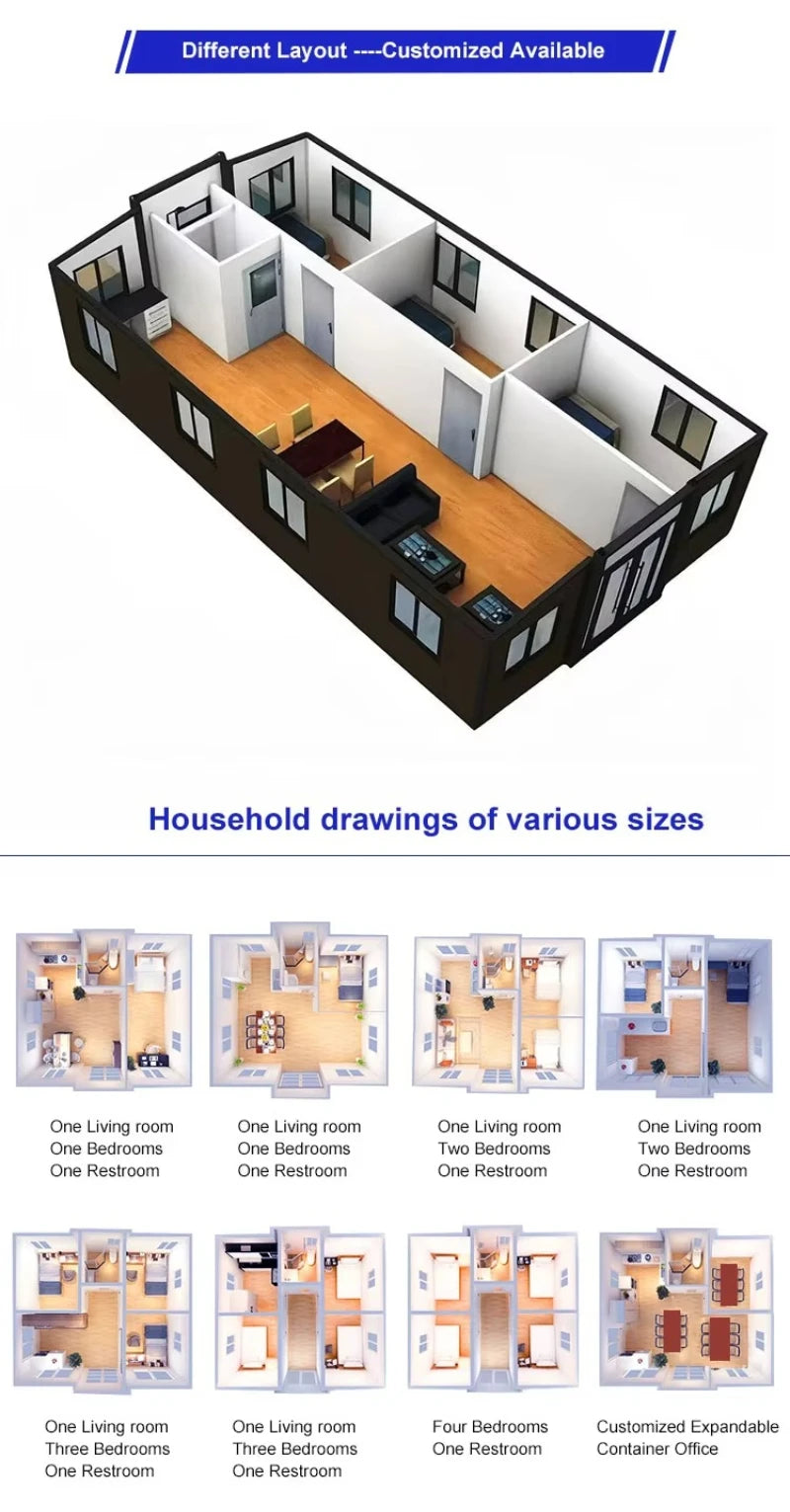 Portable Folding Prefab House Container Cabin for Worker Camp Temporary Living and Backyard Studio Customized