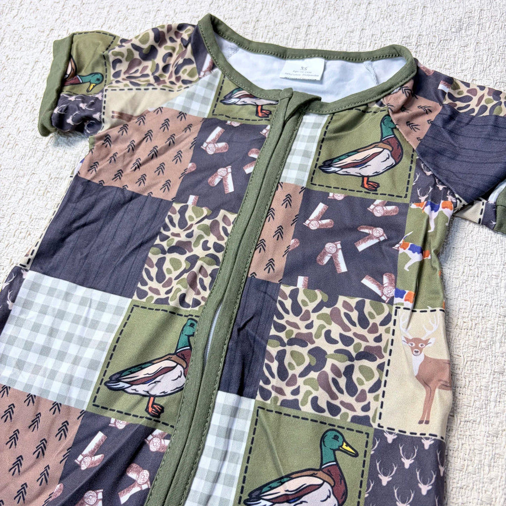 Baby Boy Summer Zipper Romper Short Sleeves Duck Design Sibling Outfit Toddler Clothes Comfortable Casual Wear