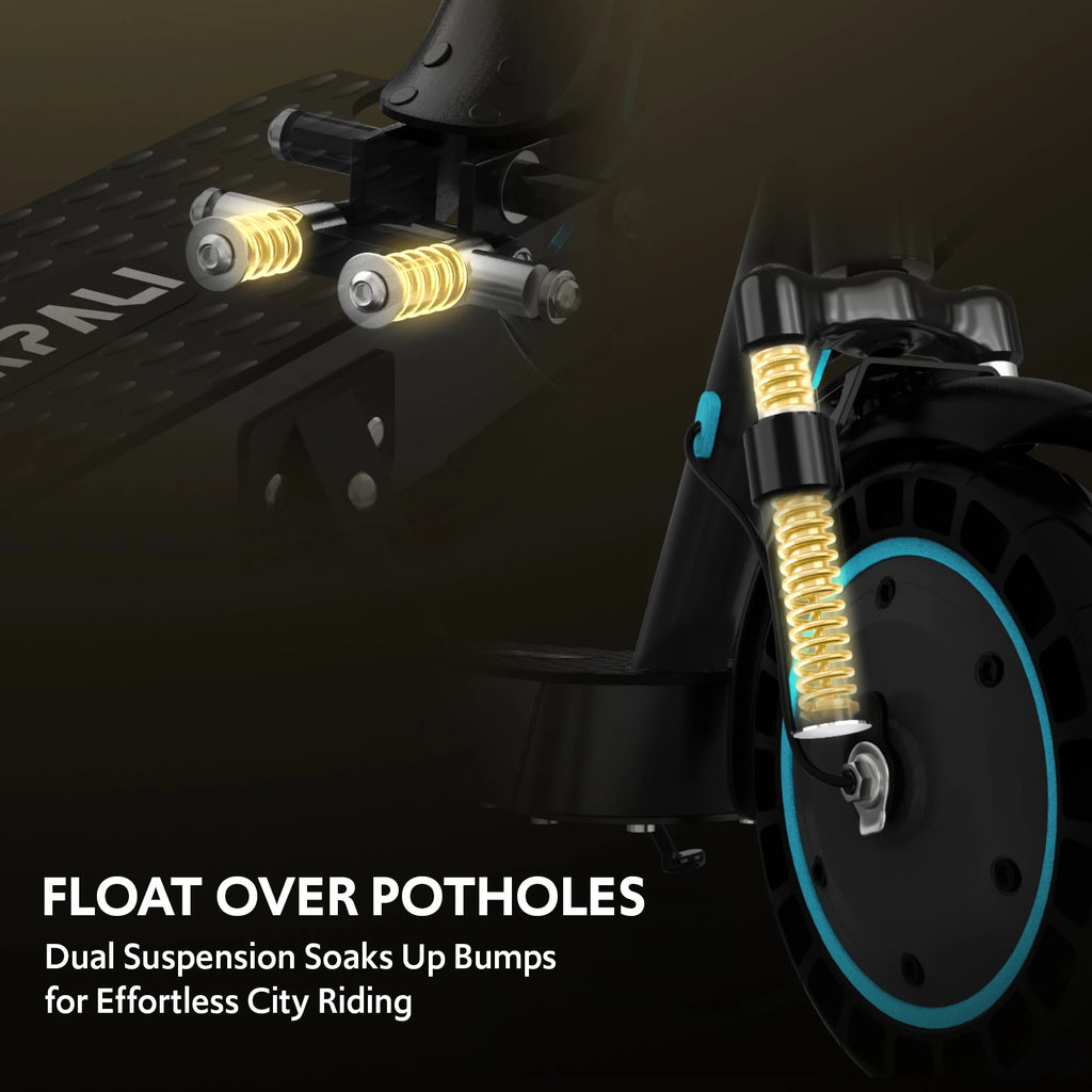 Electric Scooter Adults, Foldable E-Scooter with Dual Suspension & Front/Rear Turn Signal Lights, 10" Large Honeycomb Solid Tires, 650W Motor, 36V 18AH Battery, Up to 25 Miles Range & 22 MPH