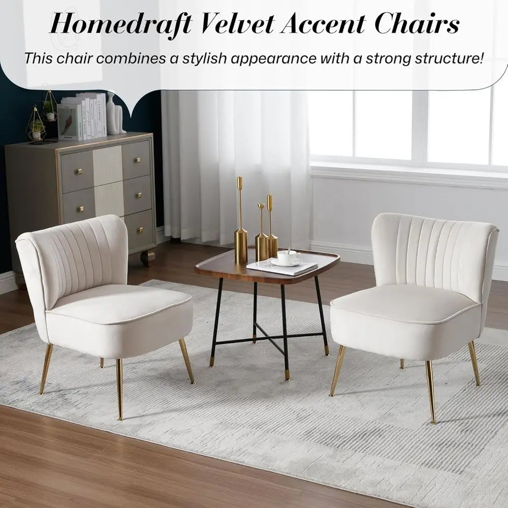 Upholstered Wingback Accent Chair Set of 4, Comfortable Side Chairs with Gold Legs and Padded Seats, Beige for Small Living Room