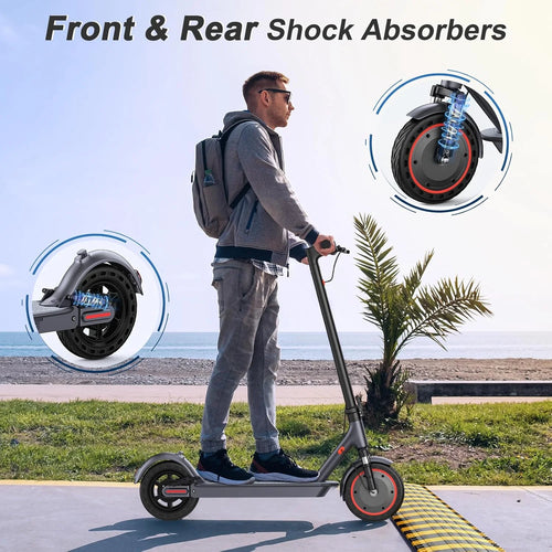 10‘’ Electric Scooter for Adults,500W Powerful Motor,22 Miles Long Range,Dual Braking System,22Mph Max Speed,Foldable E Scooter with Solid Tires,APP Control