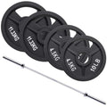 2-Inch Cast Iron Barbell Set Including Multiple LBS Weight Plates and 6FT Barbell Set Multiple
