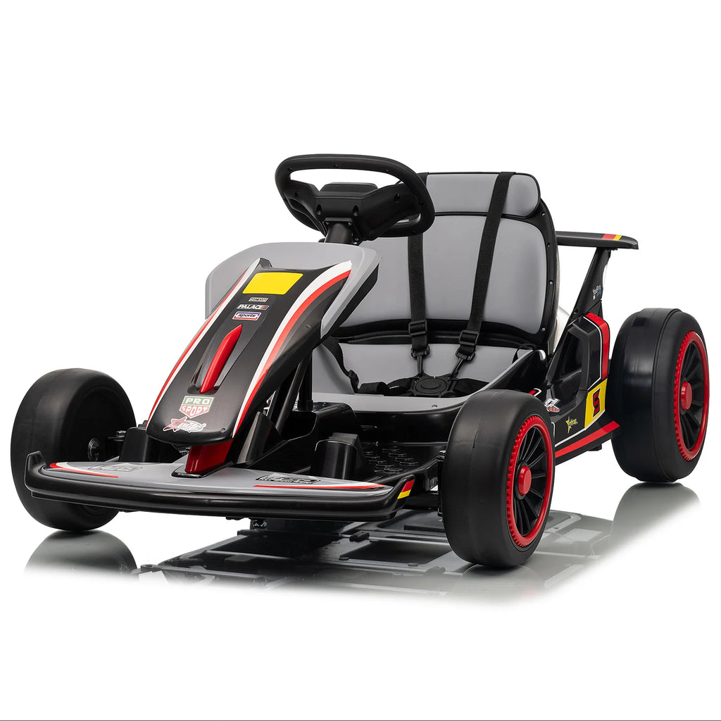 MUKIDY 24V Electric Go Kart,Drift Cart for 6+ Kids Gifts,Battery Powered Outdoor Ride on Toy Car Kids Go Kart with Safety Belt