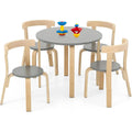 Kids Table and Chair Set, Bentwood Toddler Round Table and 4 Chairs for Craft Art, Building Block, 5-Piece Children Furniture Se