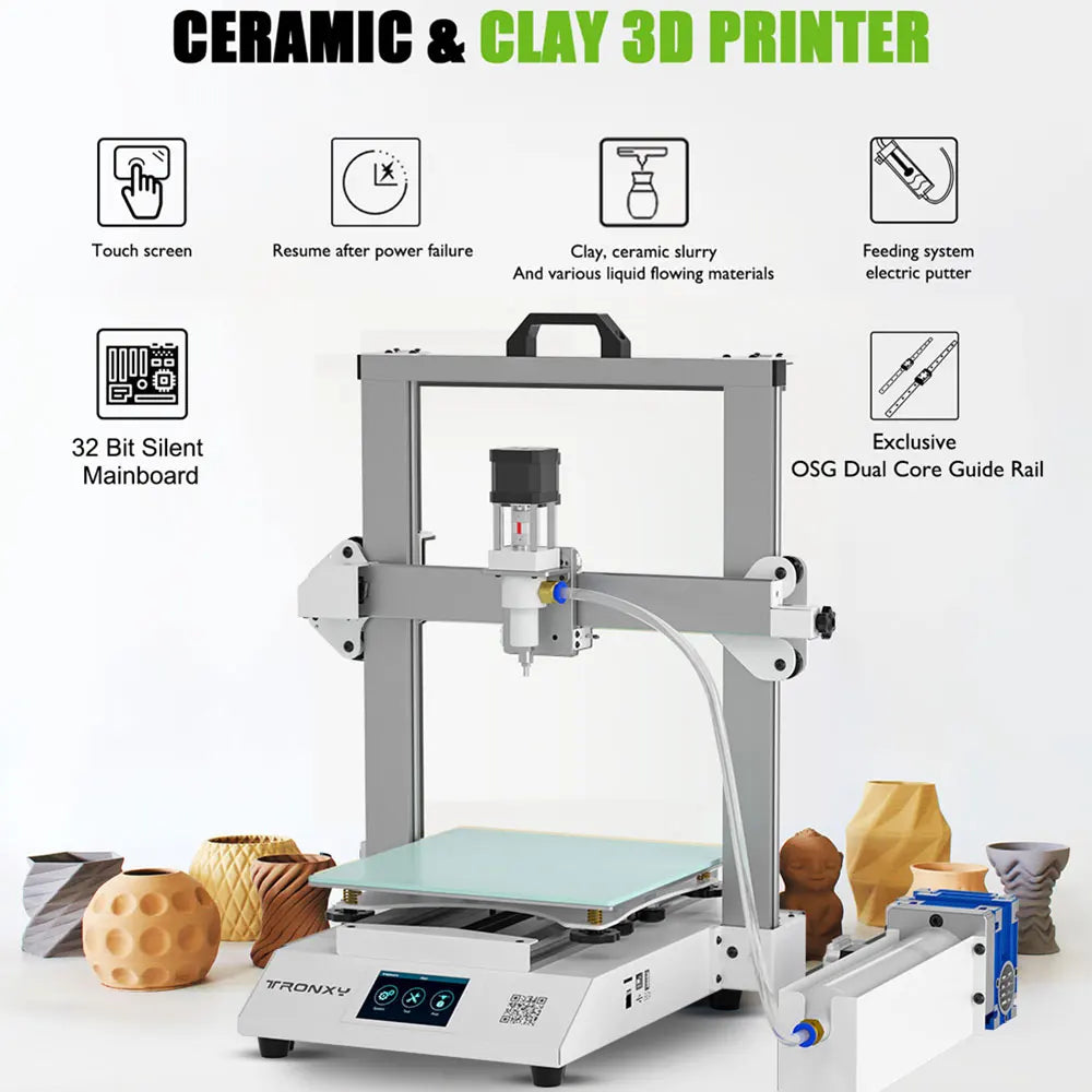 Ceramic Clay 3d Printer Moore 2 Pro Exclusive OSG Dual Core Guide Rail 255*255*260mm Build Size Print 32 Bit Silent Mainboard
