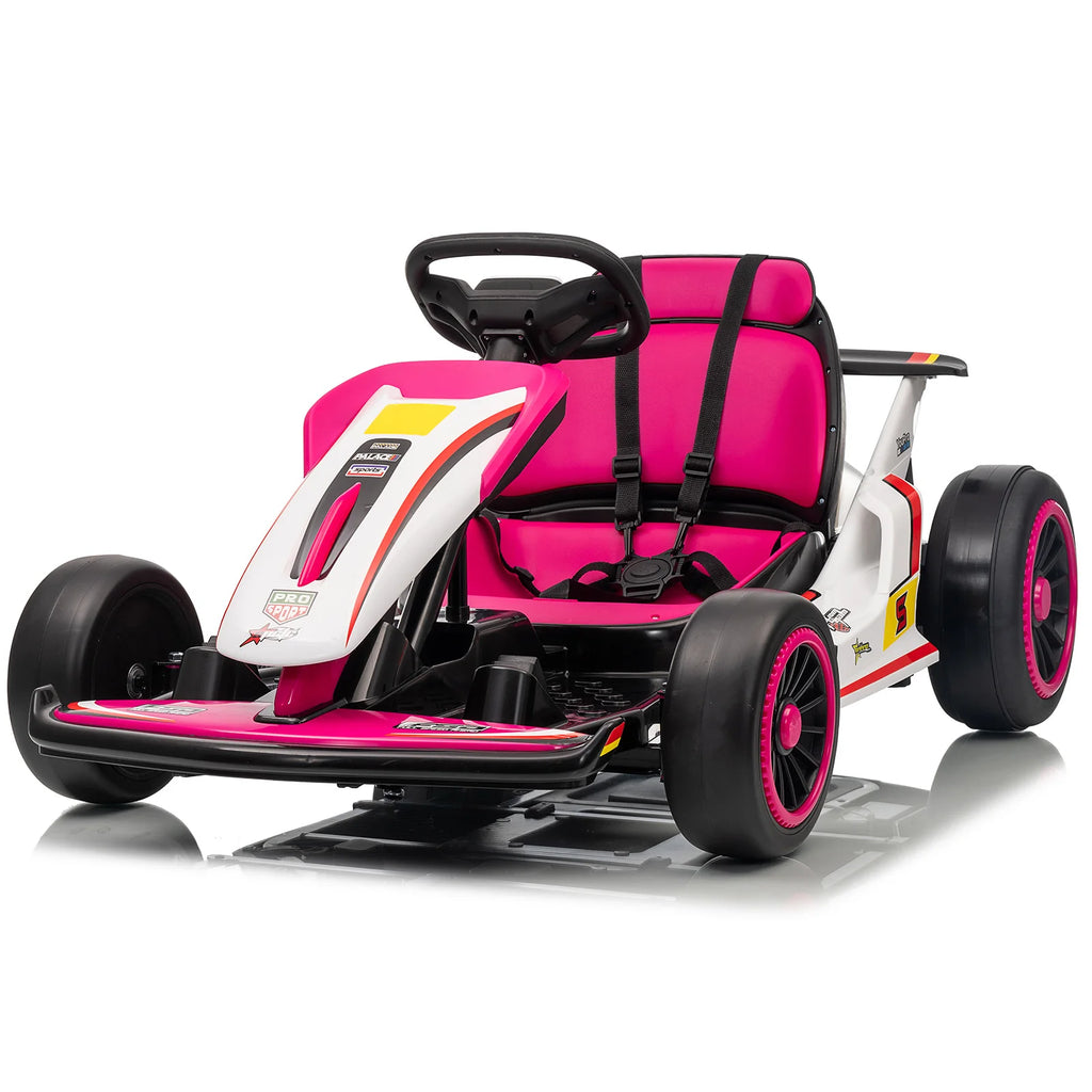MUKIDY 24V Electric Go Kart,Drift Cart for 6+ Kids Gifts,Battery Powered Outdoor Ride on Toy Car Kids Go Kart with Safety Belt