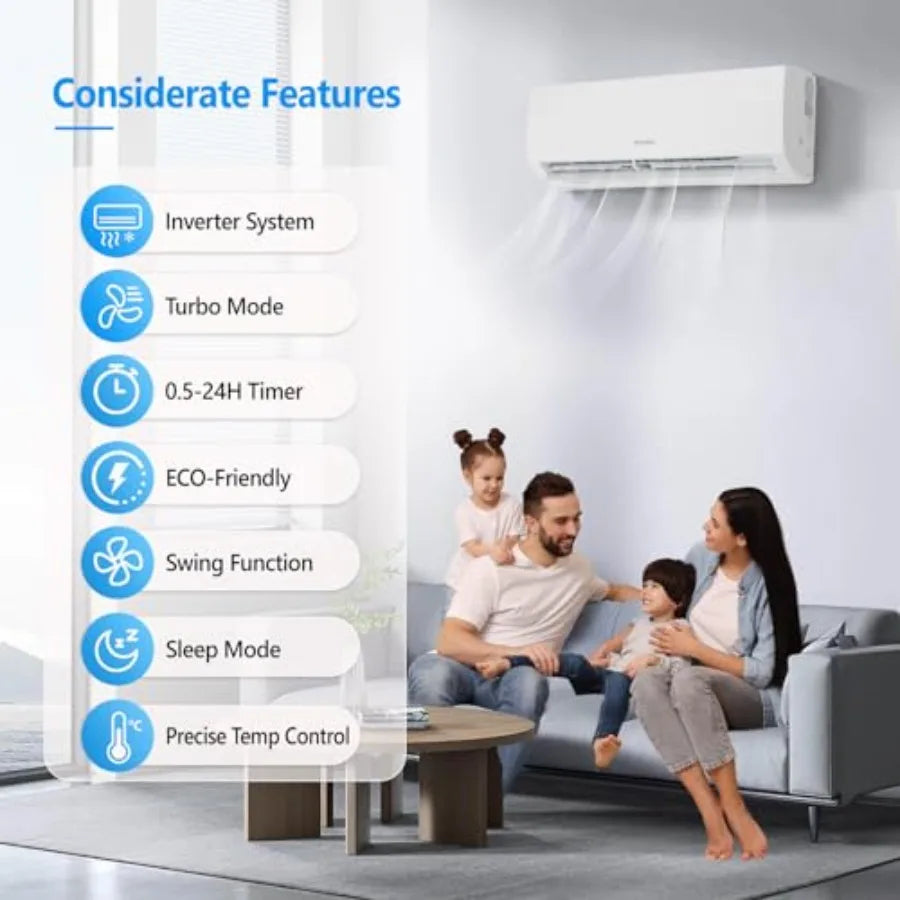 24000 BTU Mini Split Air Conditioner Indoor Unit Only, 230V Ductless Wall Mounted Air Handler for residential use, white ABS pl