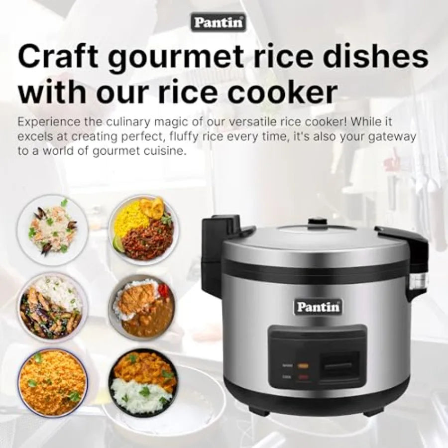 Commercial Rice Cooker Warmer 35 Cups Uncooked 70 Cups Cooked Extra Large Capacity Nonstick Inner Pot Switch Press 120V 1500W E