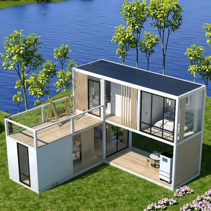 Customizable 40FT Folding Prefab Tiny House 20FT Foldable Container Modular Home Steel and Wooden Material