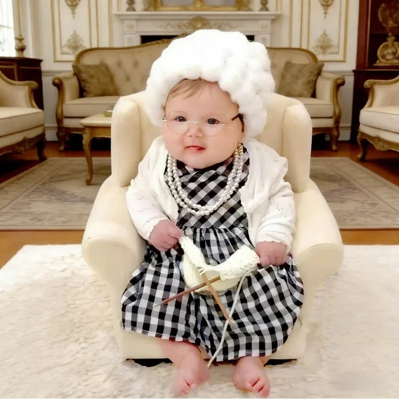 Newborn Photography Props Baby Girl Grandma Outfit Baby Boy Grandpa Costume Cosplay Clothes Infant Photo Shooting Newborn Outfit