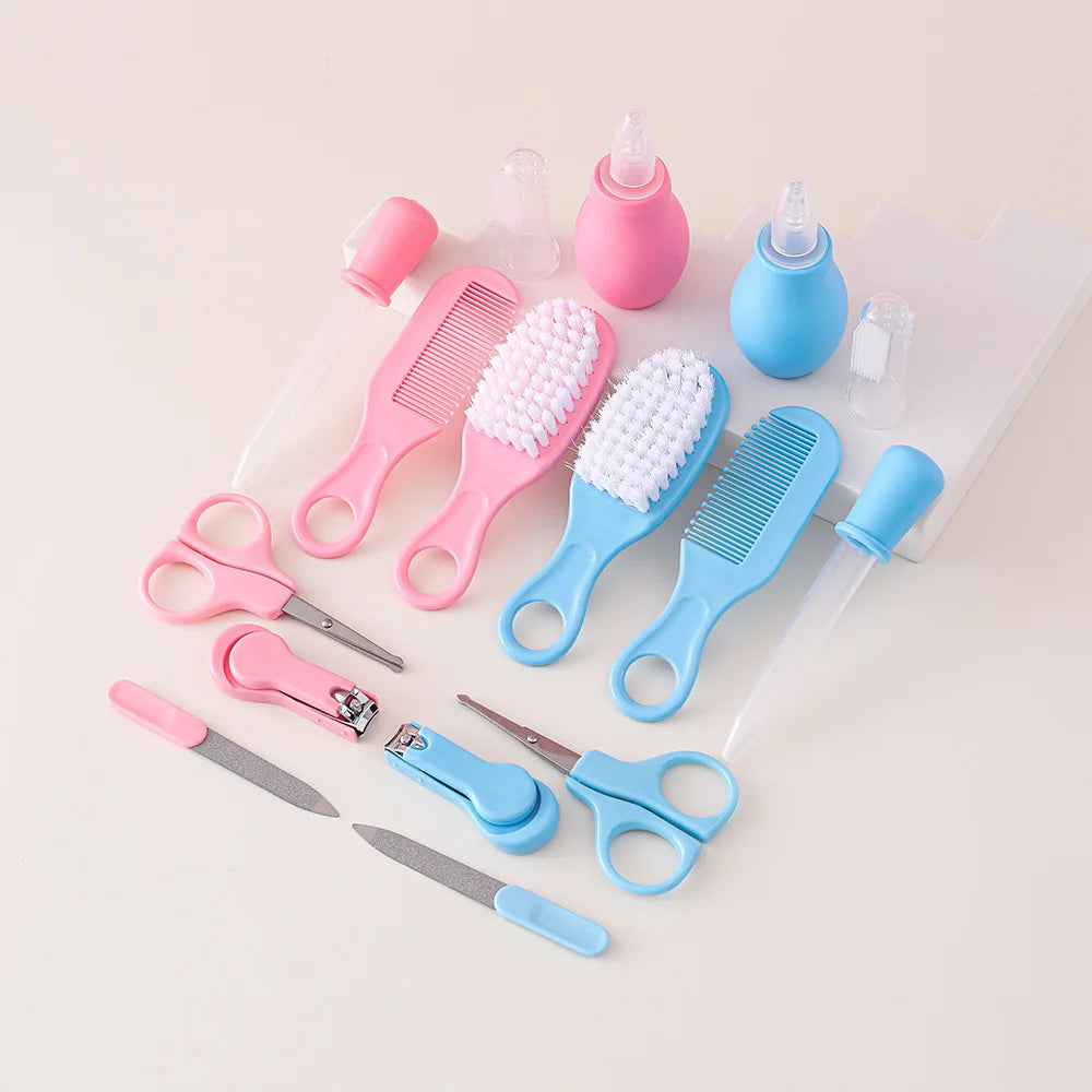 New 8Pcs Baby Healthcare and Grooming Kit Sets Safety Newborn Hair Brush Comb Nail Clipper Scissors Toothbrush Nasal Aspirator