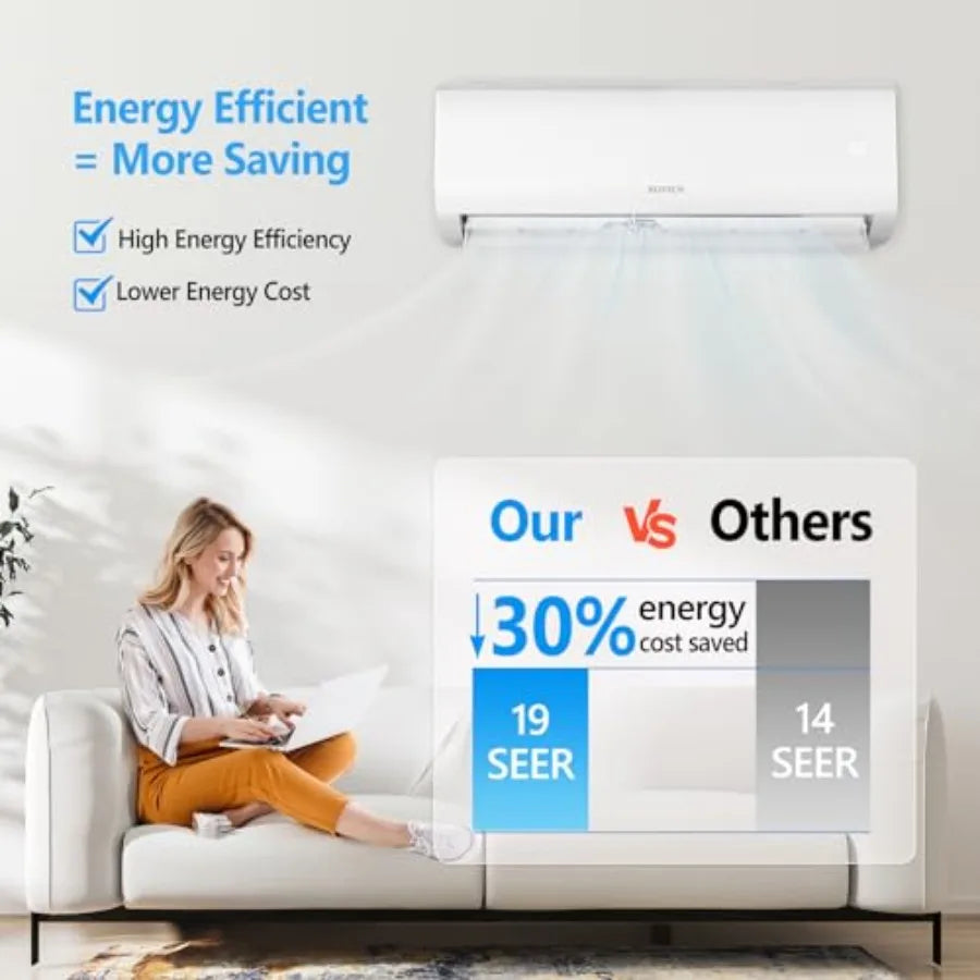 24000 BTU Mini Split Air Conditioner Indoor Unit Only, 230V Ductless Wall Mounted Air Handler for residential use, white ABS pl