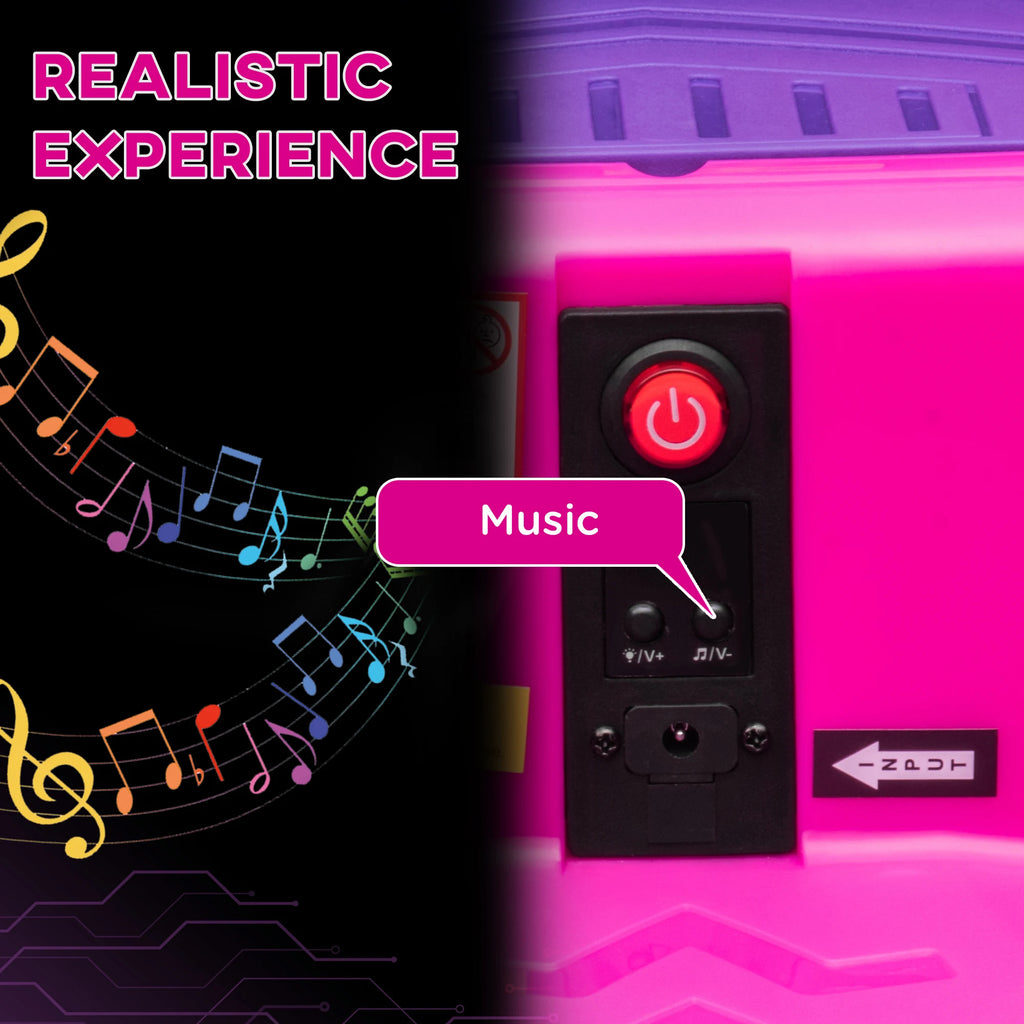 12V Kids Ride on Electric Car with Parent Remote Control LED Lights Music Player for Ages 24-60 Pink, Built-In Music Player, LED Headlights