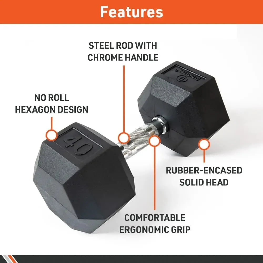 Hexagonal Rubber Dumbbells Pair - Home Strength Training Accessories - Fitness Equipment for Weight Lifting