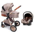 3 In 1 Luxury Pram High Landscape Baby Stroller Folding Pushchair Vista Stroller With Reversible Stroller Seat