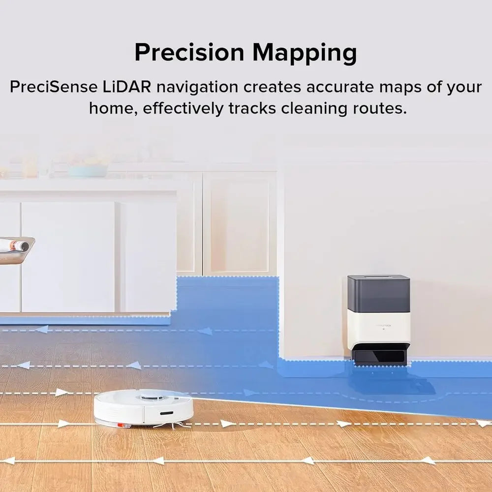 Auto-Empty Robot Vacuum and Mop for Hands-Free Cleaning, APP-Controlled, 4200Pa Suction, 180min Runtime