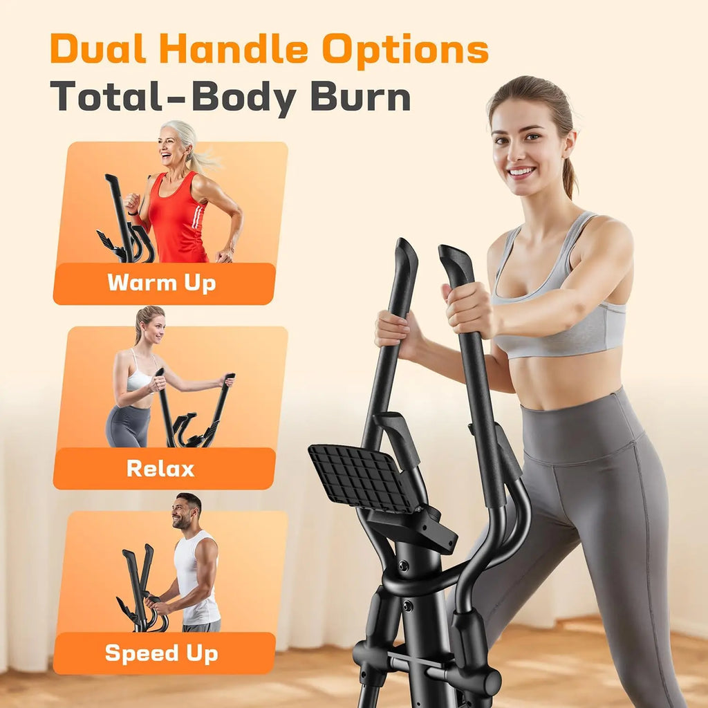 Home Use Elliptical Machine, Magnetic Resistance, Black, Ultra-Quiet & 16 Resistance Levels