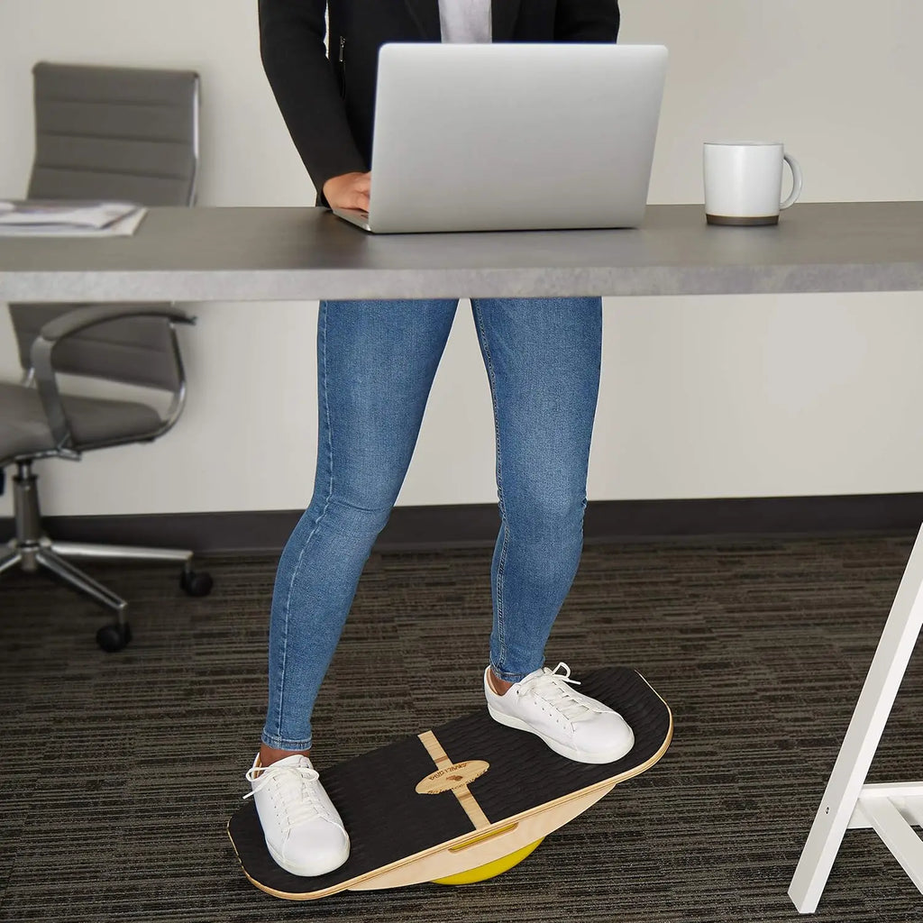 Adjustable Balance Board with 7 Levels, 25" Wide Bamboo Deck, 3 EVA Foam Modules for Surfing, Standing Desk, Yoga & Exercise