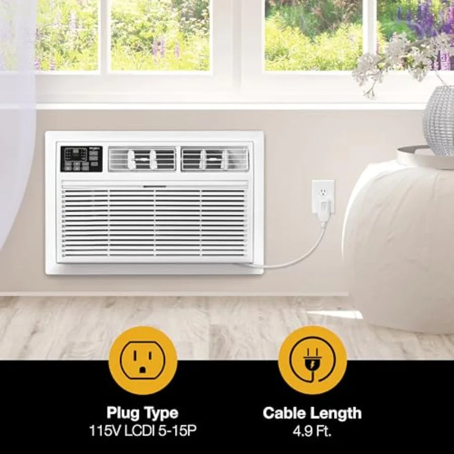 Through the Wall Air Conditioner for Living Room Bedroom Kitchen, 8000 BTU White Unit with Dehumidifier and Remote Control, Coo