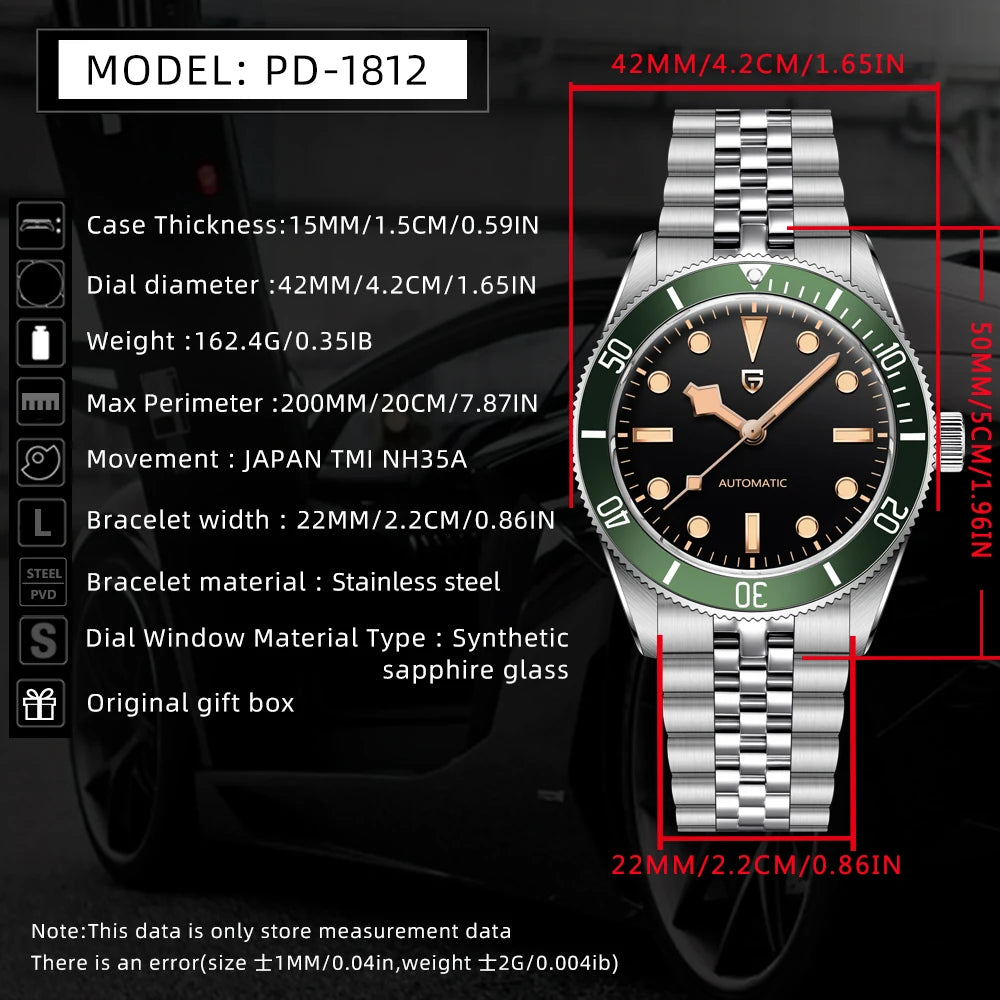 2026 PAGANI DESIGN New Retro Luxury Automatic Watch Men Five-row chain stainless steel Mechancial Wrist watch Men NH35A Movt