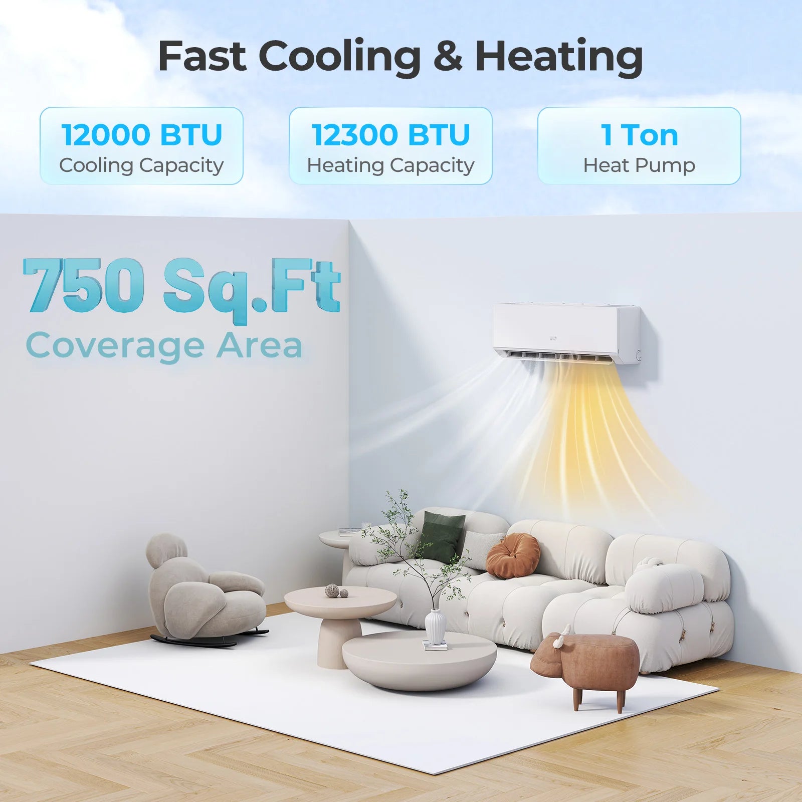 18000 BTU Mini Split Air Conditioner & Heater 25 SEER2 208-230V AC Unit