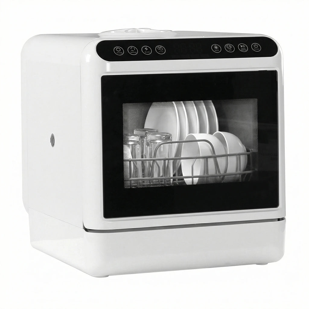 Mini Dishwasher with 6L Built-in Water Tank Automatic Dishwasher No Hookup Needed High-Temp& Air-Dry Function for Apartments