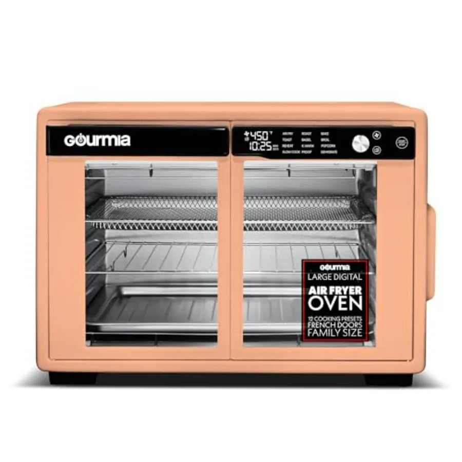 French Door Air Fryer Oven 37 Qt Large Ccity Convection Toaster Oven FryForce 360 Digital Display 12 Cooking Presets Dehydrate