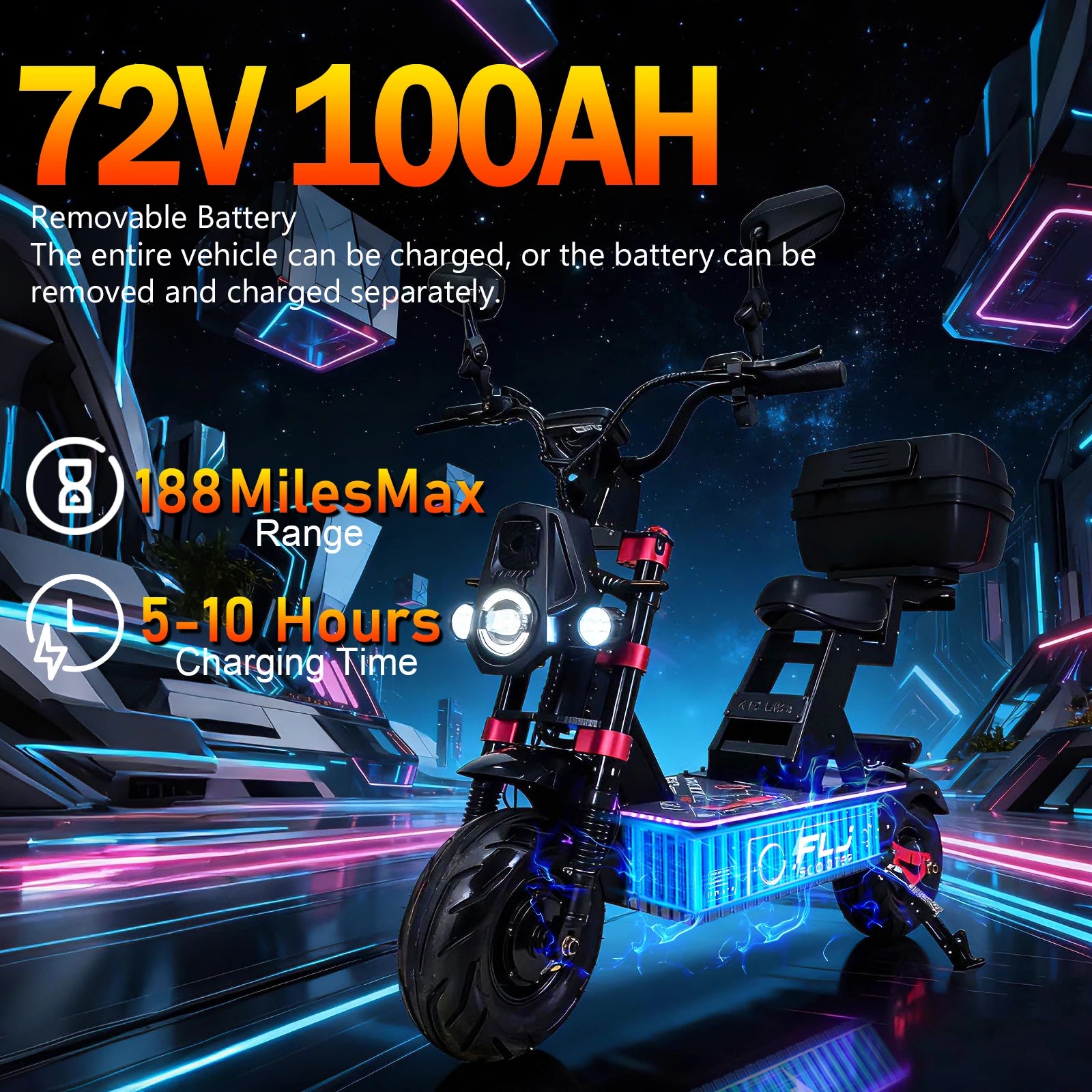 K13 Ultra 12000W Electric Scooter with 72V 100AH Battery Fat Wheel Road E Scooters for Adults