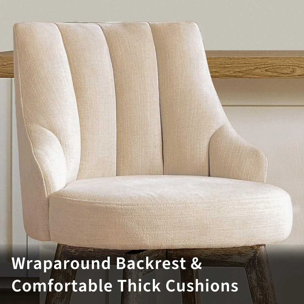 Swivel Counter Height Bar Stools,Barstools with Backs,Sand-Colored Bar Stools Set of 2,26'' Solid Wood Legs, Customized