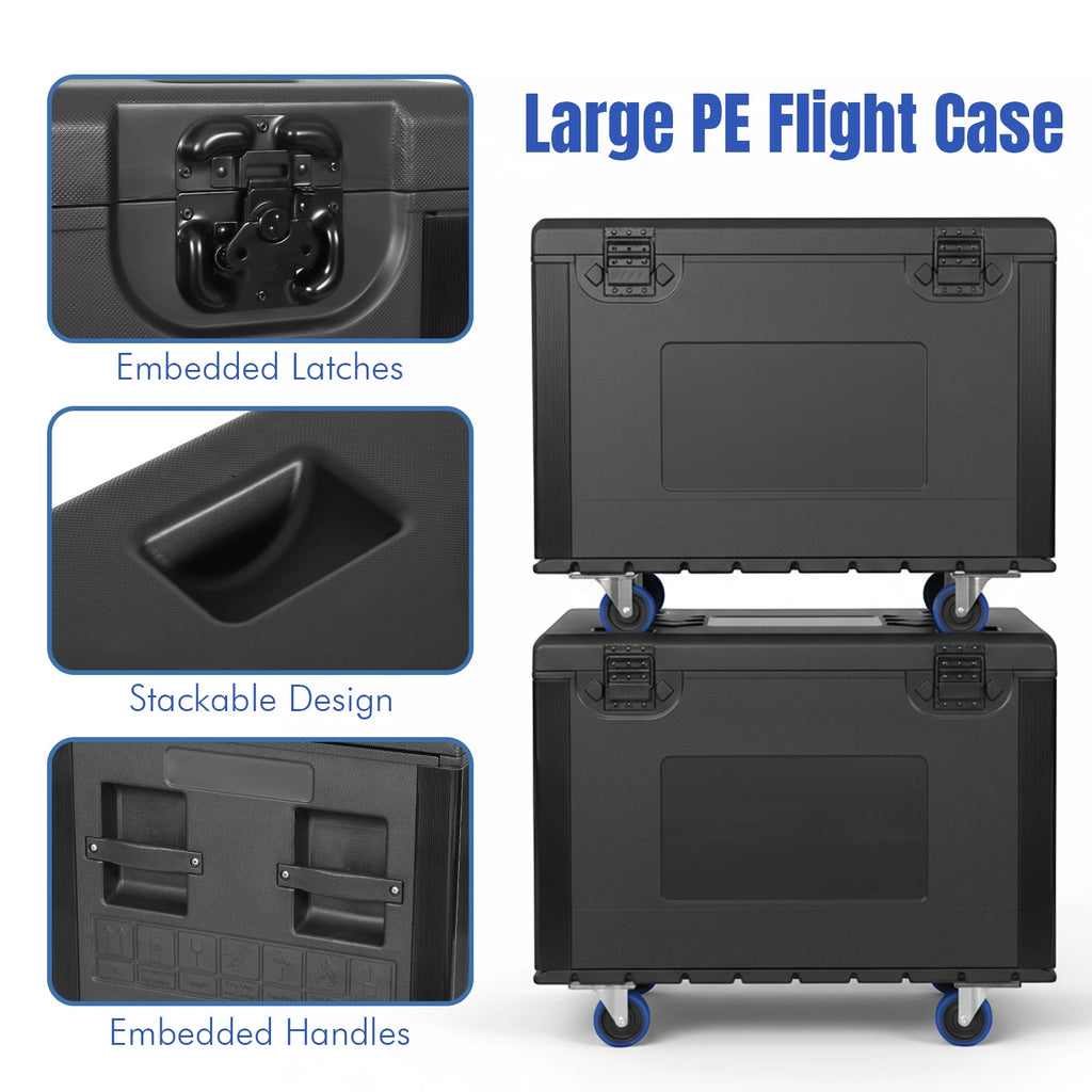 Professional Wires Spare Parts Box with Wheels for Pro Audio & DJ Equipment Storage Stack Flight Case Waterproof 35x22x24 Inches