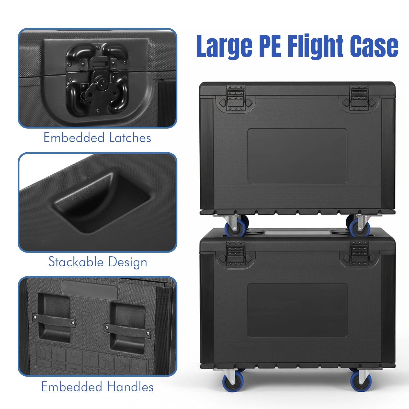 Professional Wires Spare Parts Box with Wheels for Pro Audio & DJ Equipment Storage Stack Flight Case Waterproof 35x22x24 Inches