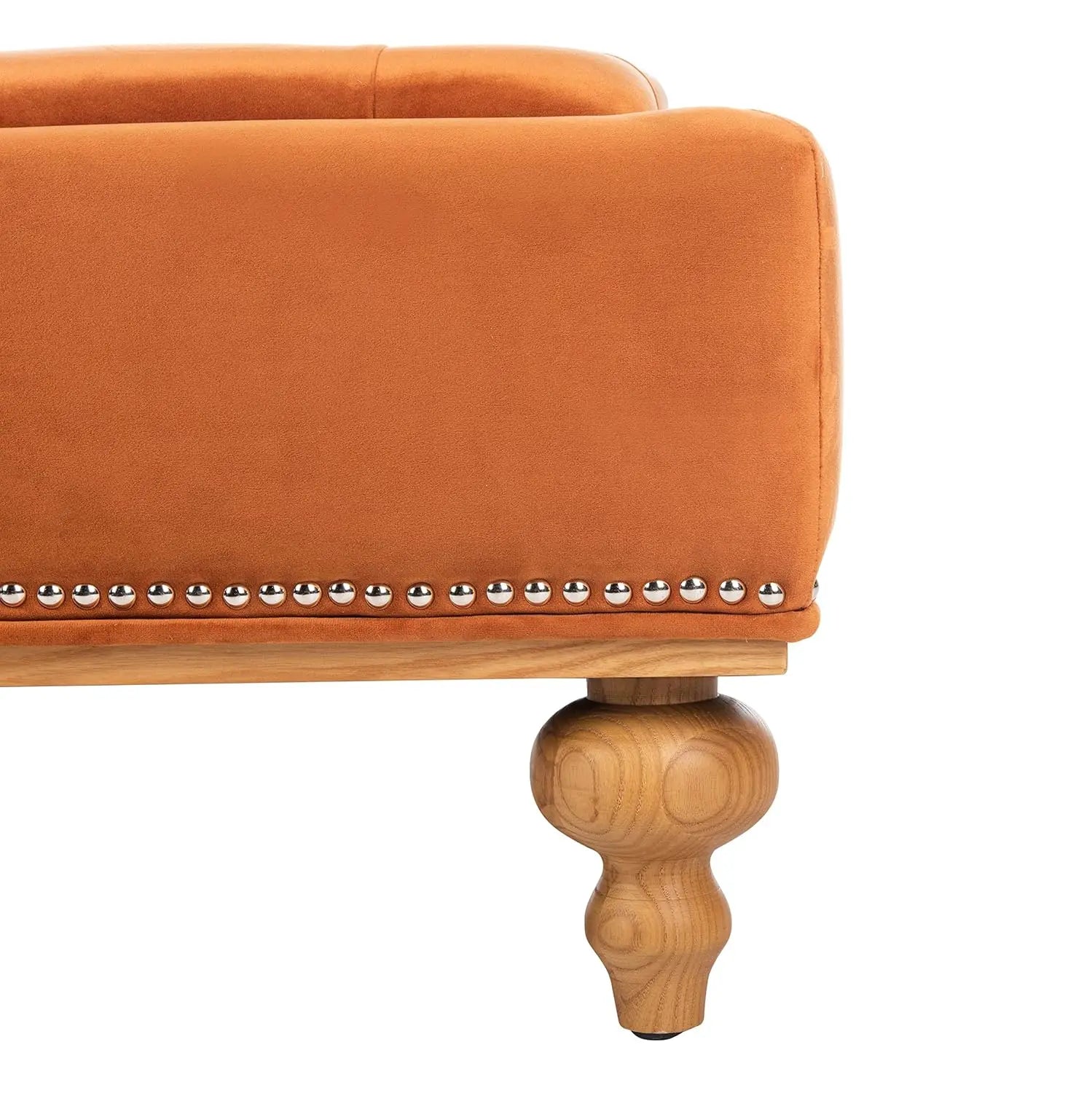 Couture Rosealina Sienna Velvet Tufted Silver Nailhead Ottoman, Customized