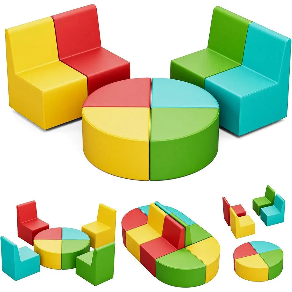 MX-03 8 PCS Kids Soa Set, Daycares Chairs or Toddlers Activities, Colorul ular lexible Seating Set or Home Preschool Playroom