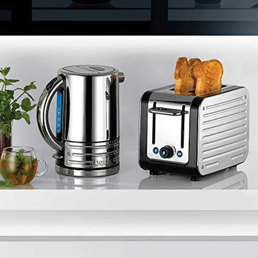 Design Series 2 Slice Toaster Polished Stainless Steel with Black Trim Extra-Wide Slots Peek and Pop Function Patented Perfect