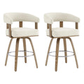 CHITA Swivel Counter Height Barstools Set of 2, FSC Certified Faux Leather Upholstered Bar Stools with Back and Armrest
