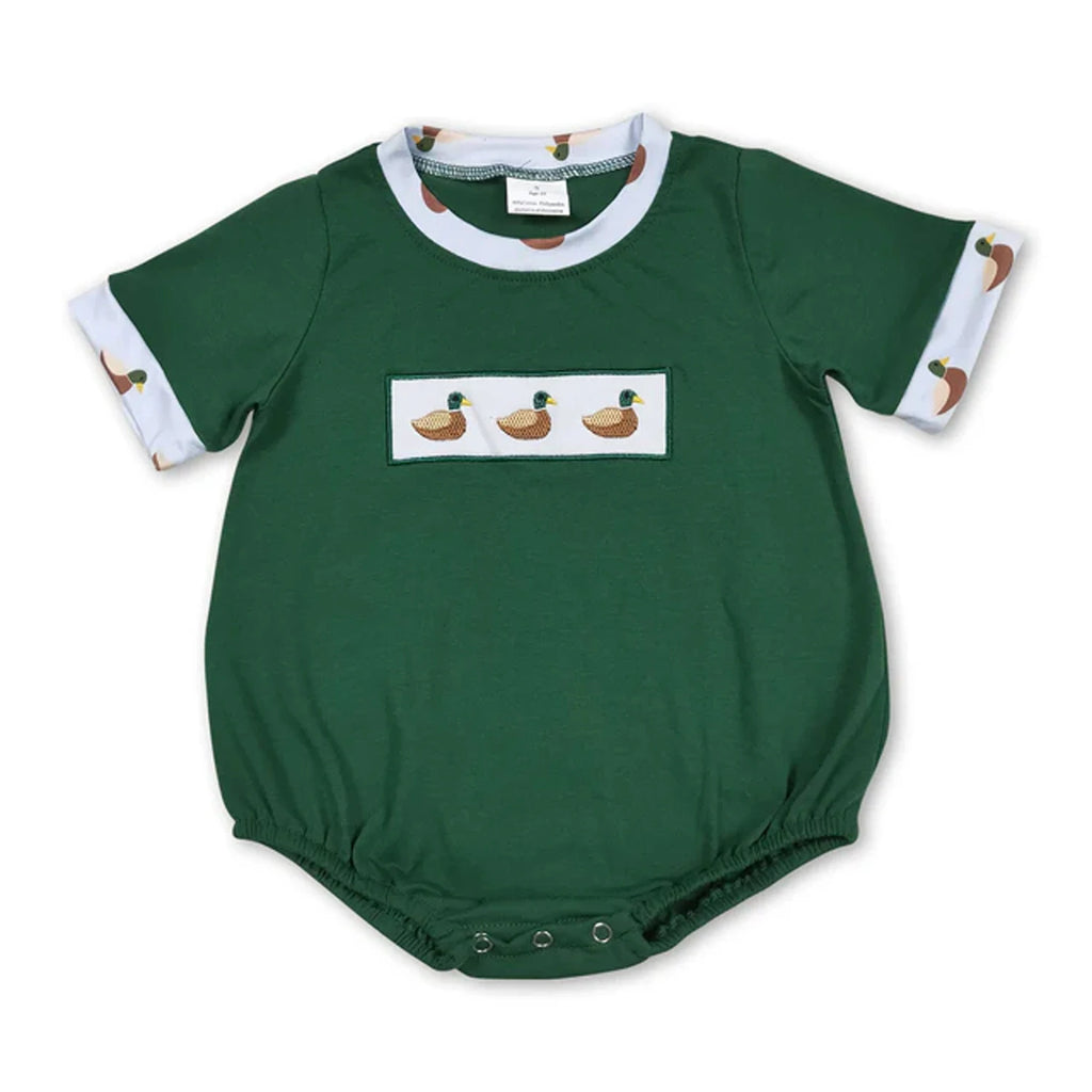 Baby Bubble Romper Fall Pumpkin Dog Mallard Duck Embroidery Newborn Sleeveless Bow Short Sleeve Infant Boy Girl Outfit