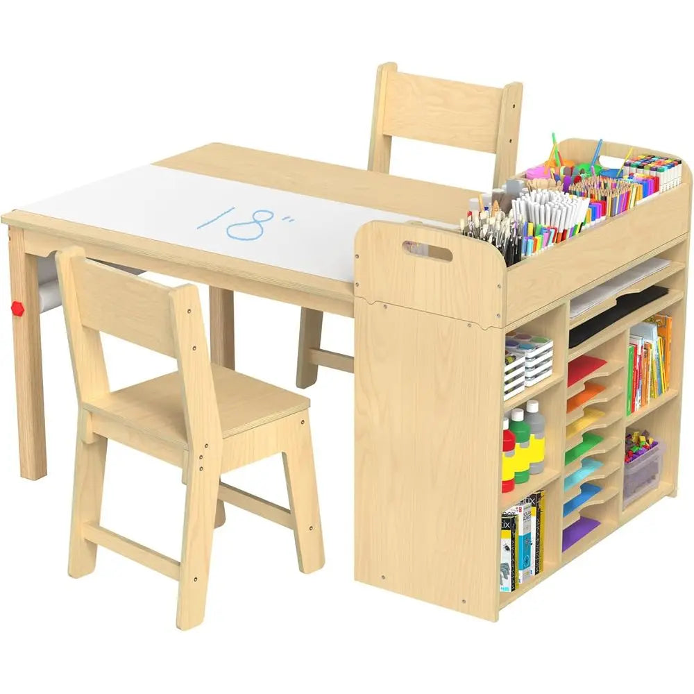 Kids Art Table and Chairs Set, Crat Desk with Large Storage and Portable Art Supply Organizer or Children Ages 8-12, 47" L x 30"