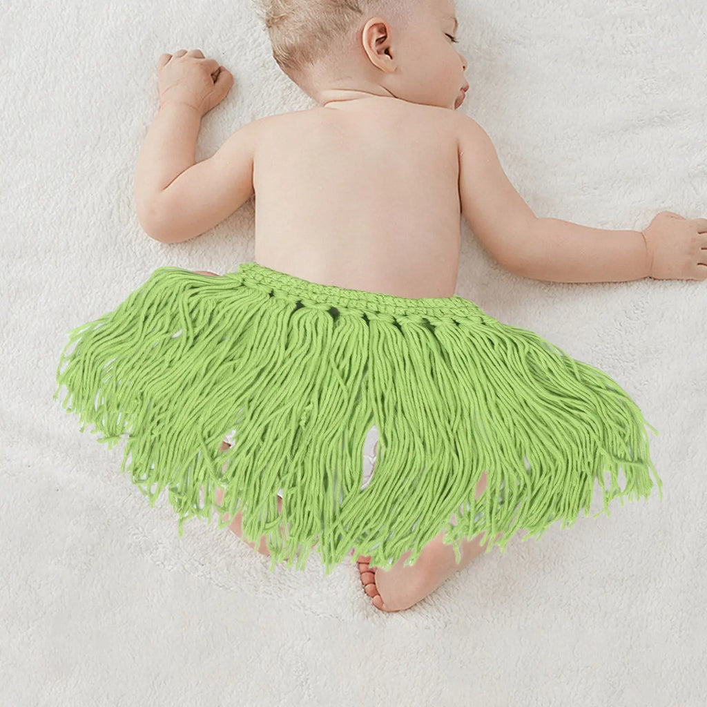 1Set Newborn Photography Props Baby Luau Outfit Straw Skirt Headband Toddler Photo Shoot Costume Infant Photoshoot