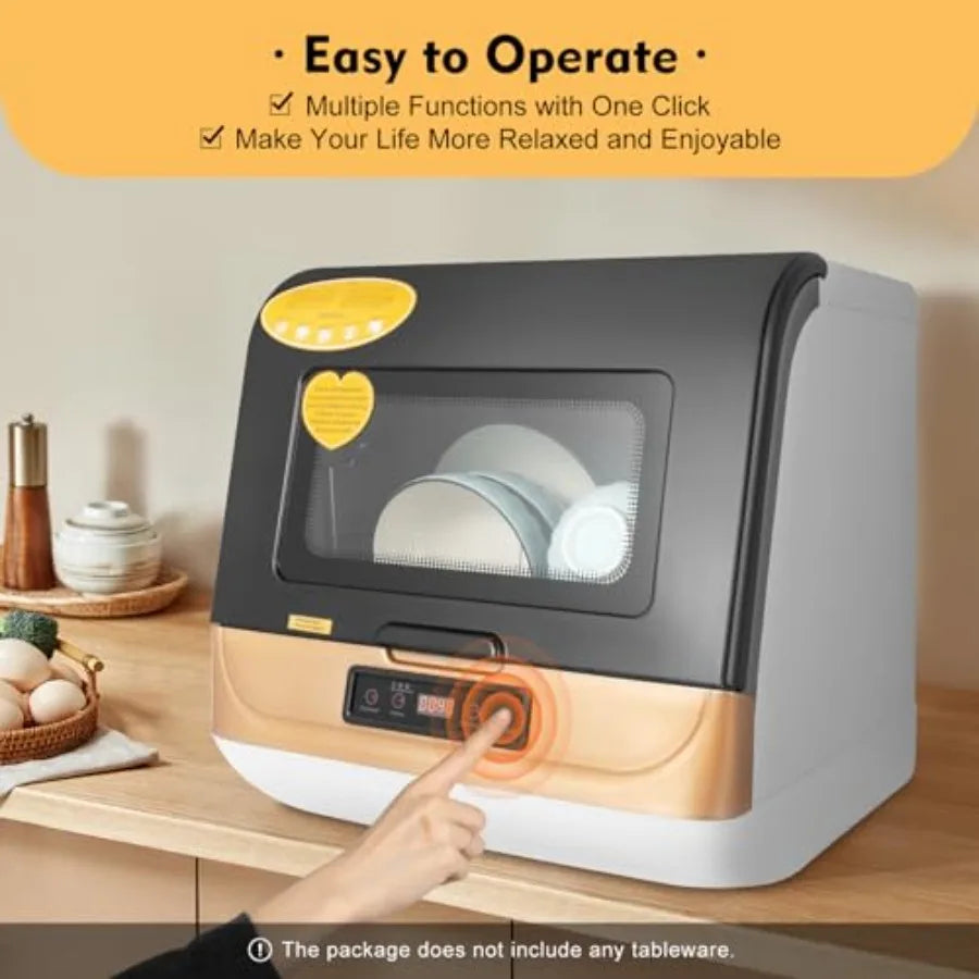 Mini Countertop Dishwasher 800W 110V with 3-In-1 Washing Modes 12-20 Pieces Capacity 7.8L Water Consumption Residual Heat Air C