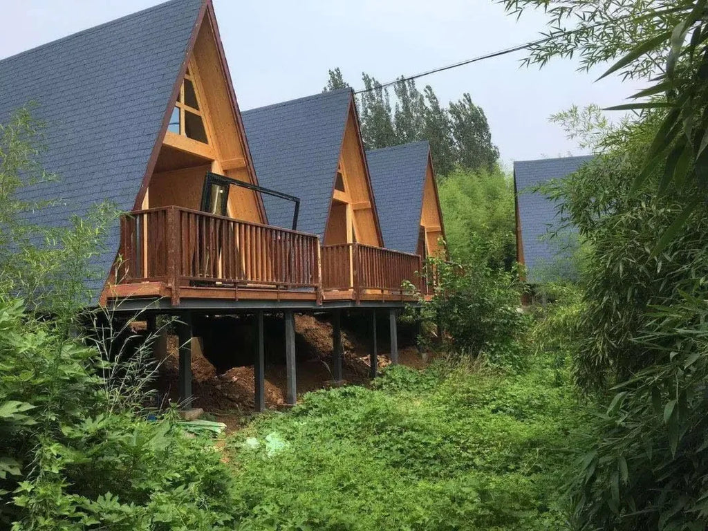Portable Triangle A Frame Wooden House Prefabricated Tiny Cabin Outdoor Luxury Living