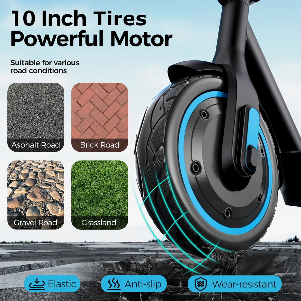 Keemigo 36V15AH Battery Electric Scooter For Adults 600W Motor 10" Air Tires 25 MPH 28 Miles Range Folding With Dual Suspension