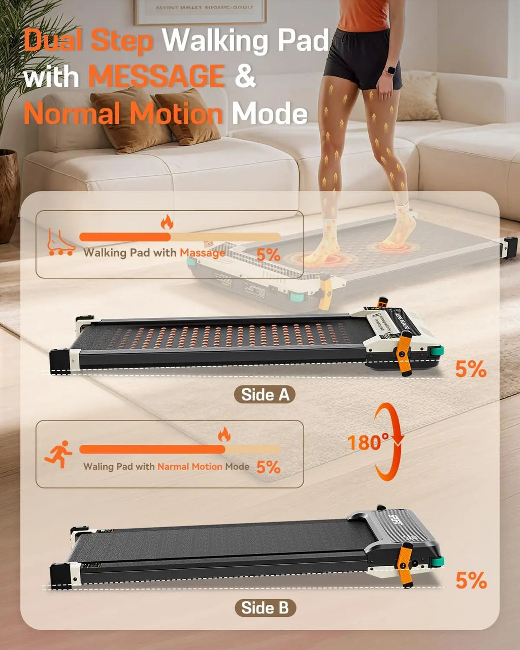 Walking Pad with Incline, Incline Treadmills for Home, 2.5 HP Under Desk Treadmill Small with Remote Control, Walking Pad Small