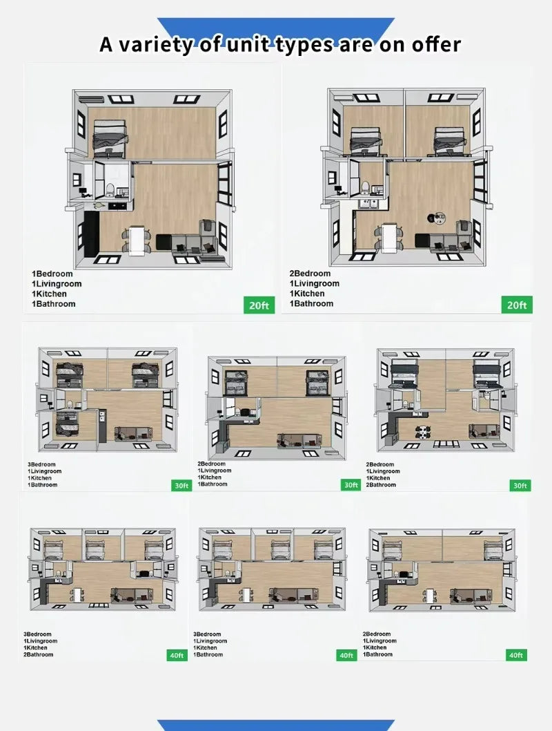 Portable Folding Prefab House Container Cabin for Worker Camp Temporary Living and Backyard Studio Customized