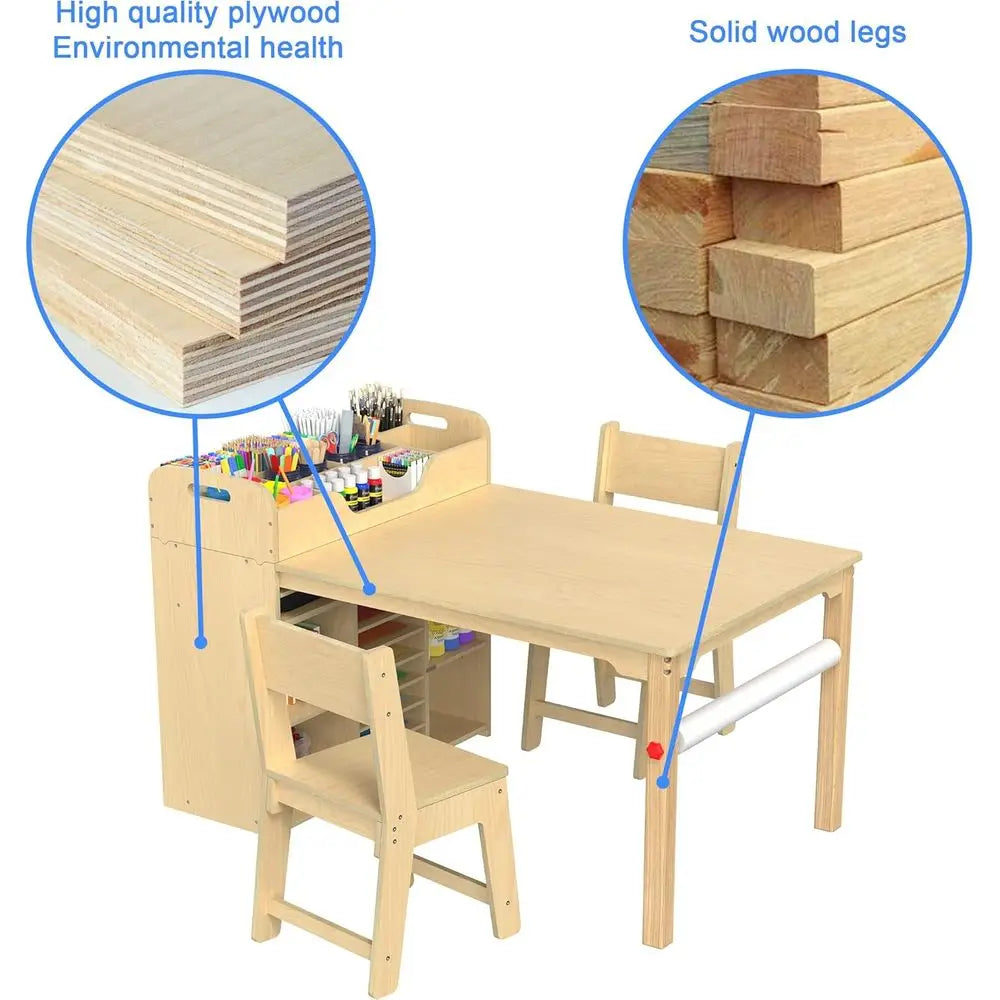 Kids Art Table and Chairs Set, Crat Desk with Large Storage and Portable Art Supply Organizer or Children Ages 8-12, 47" L x 30"