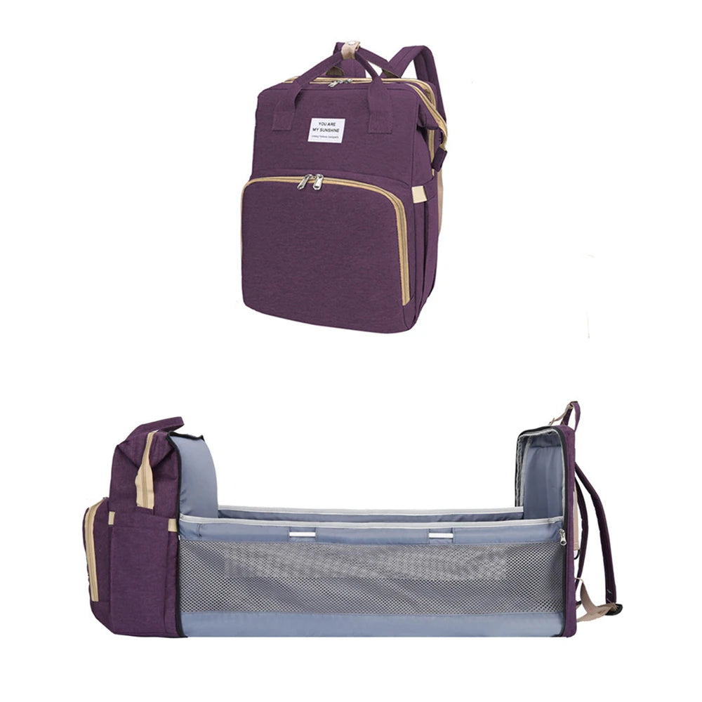 Folding Mommy Bag Lightweight Portable Folding Crib Bed Large-Capacity Baby Backpack Female Mommy Outting Bag Mummy Bag