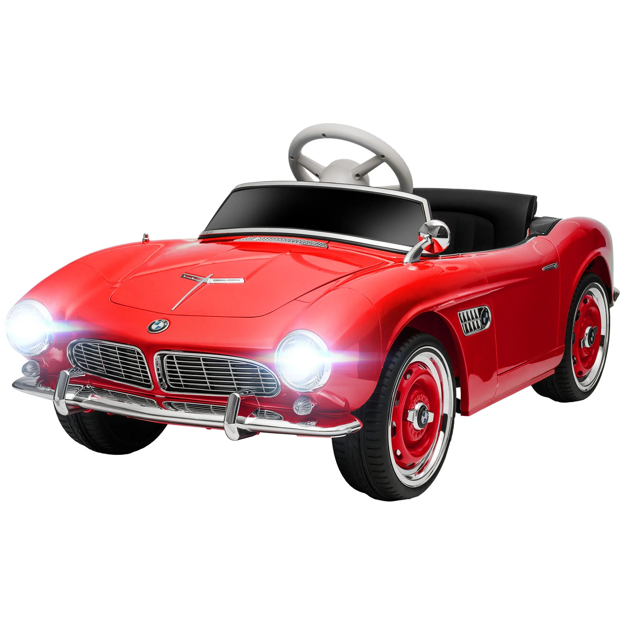 Kids Ride on Electric Car with Parent Remote Control Suspension LED Lights Bluetooth Music 3.1MPH for Kids Red, Bluetooth Music Player